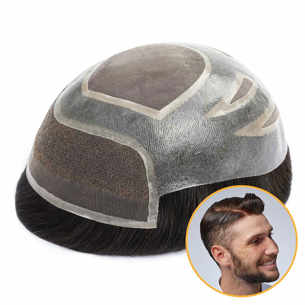 VERSALITE： Fine Mono Hairpiece With Skin Gauze Perimeter and Lace Front
